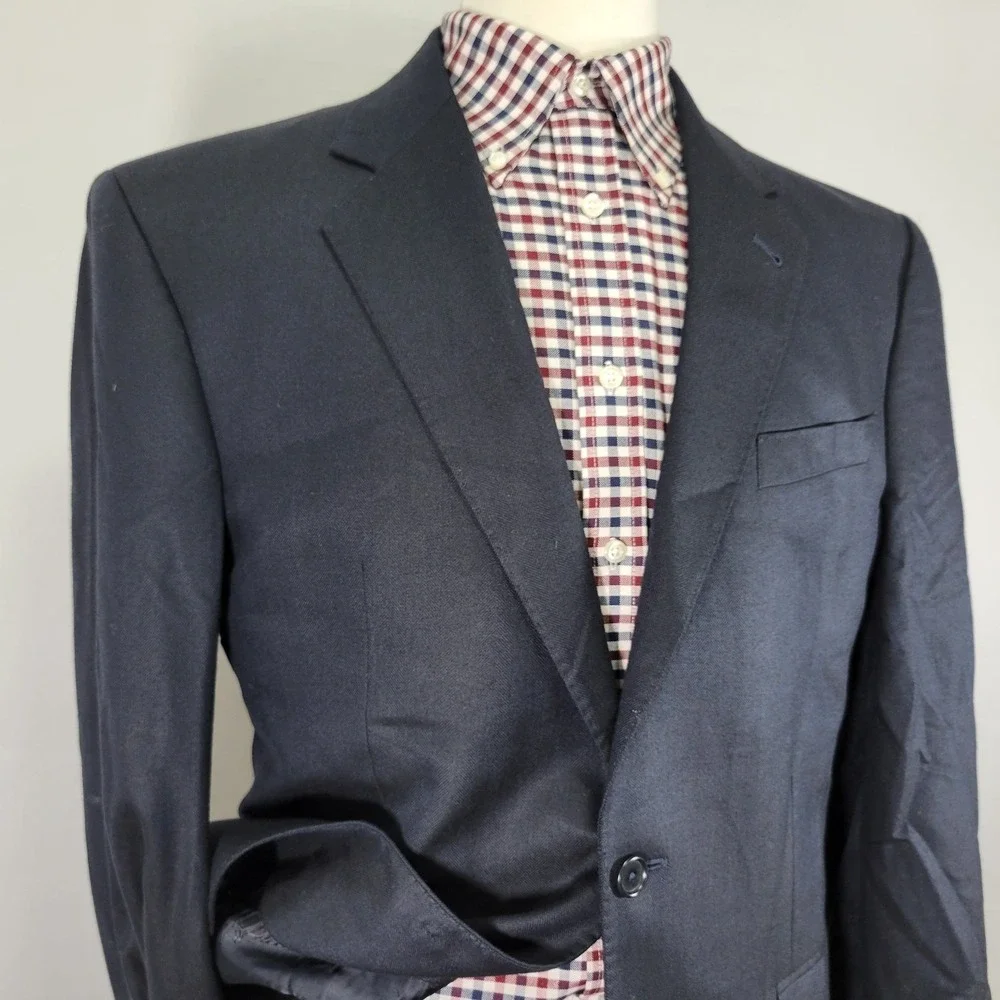 JOS A BANK 2B Signature Gold Men's Sport Coat Blazer Navy Silk Wool Cashmere 42S